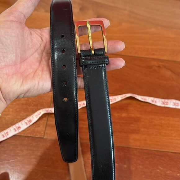 TRAFALGAR Hand Polished Cortina Leather Dress Belt Men's 42 104 Black - Picture 2 of 9